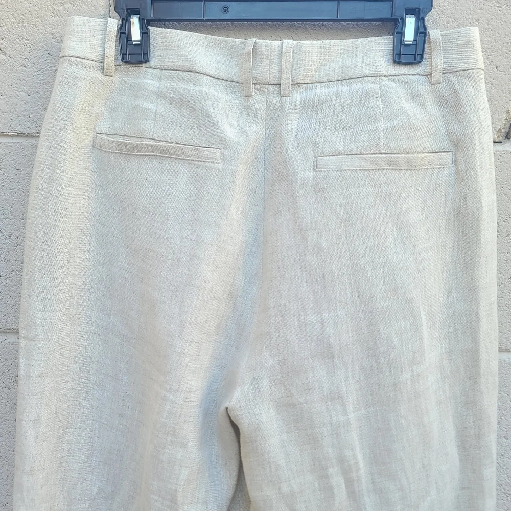 Banana Republic | Beige Lina 100% Linen Straight Fit Trousers Size 8